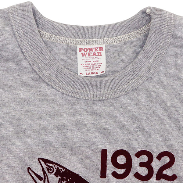 T-SHIRT 1932 FISH & GAME / HOME OF U.S. SERIES / VINTAGE STYLE MEDIUM WEIGHT JERSEY / MIX GRAY
