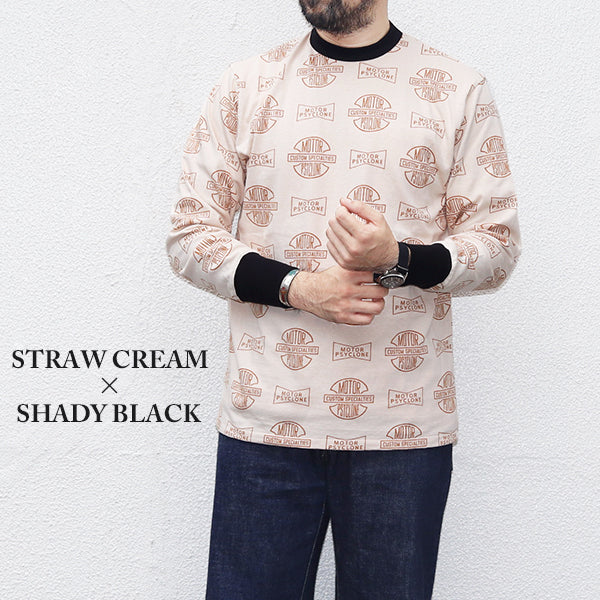 SET-IN LONG SLEEVE T-SHIRT / MOTOR PSYCLONE ALL OVER PRINT / VINTAGE STYLE MEDIUM WEIGHT JERSEY
