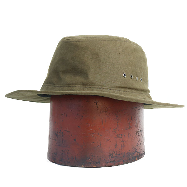 SMOKEY BEAR / 1920 - 1930s WOODSMAN HAT / DUCK PARAFFIN COATING / OLIVE DRAB