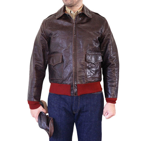 TYPE A-2 / .50CAL COLLECTION VINTAGE FINISH / HORSE HIDE / SEAL BROWN / MADE IN UK / FLIGHT JACKET
