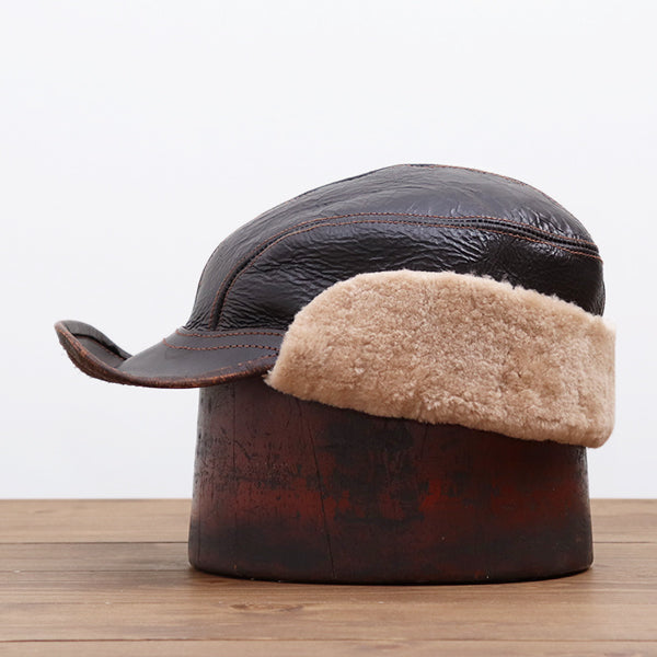 TYPE B-2 FLYING WINTER CAP / .50CAL COLLECTION VINTAGE FINISH / SEAL BROWN
