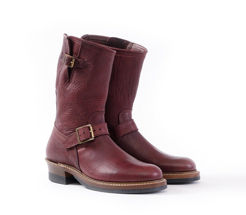 PRE-ORDER 2025 / WABASH ENGINEER BOOTS / EZO SHIKA DEERSKIN / BURNT BURGUNDY